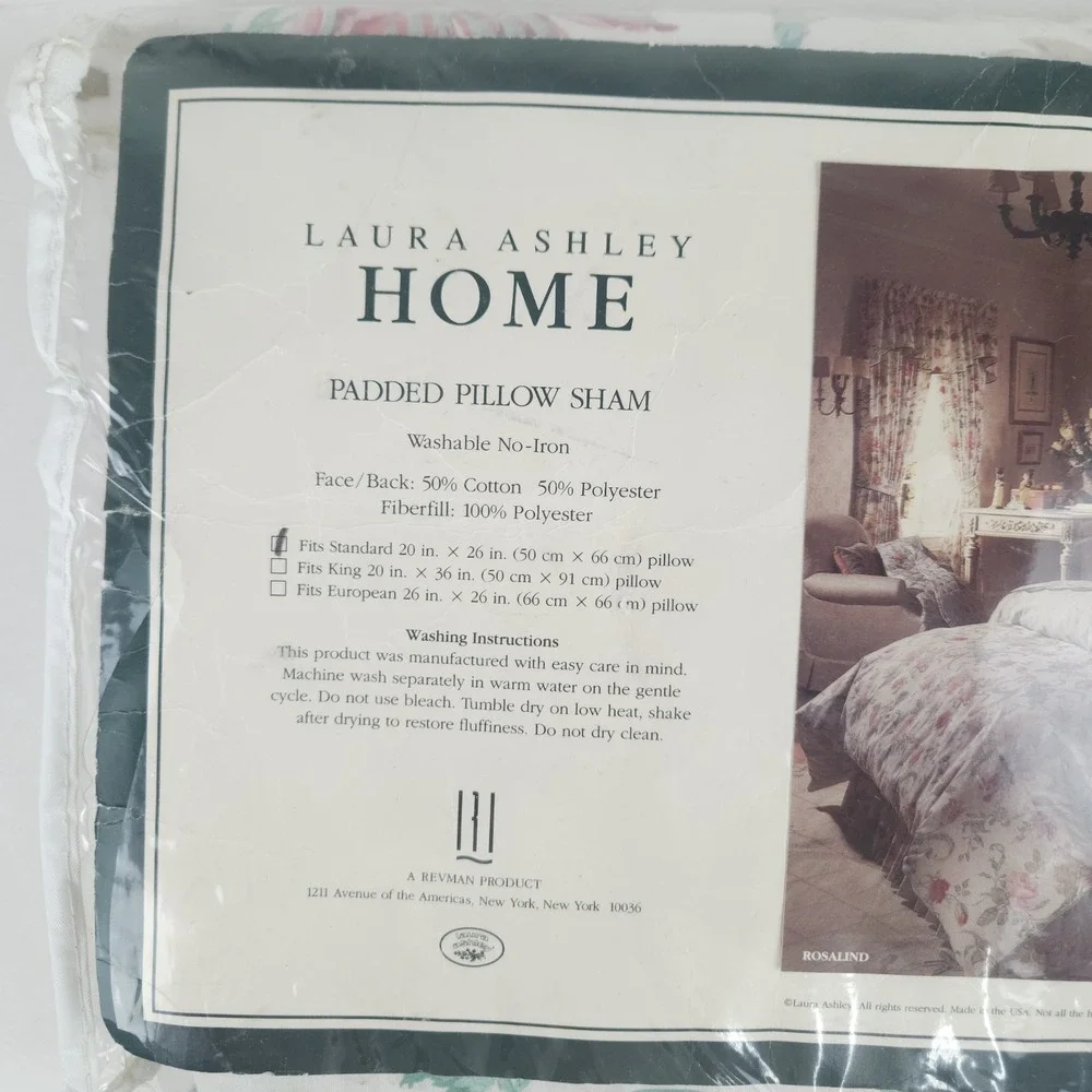 Laura Ashley Rosalind Standard Pillow Sham Padded Cottage Grandmillennial Shabby